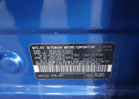 2019 Mitsubishi Eclipse Cross Se z USA, uszkodzony, nr VIN JA4AT5AA5KZ022052